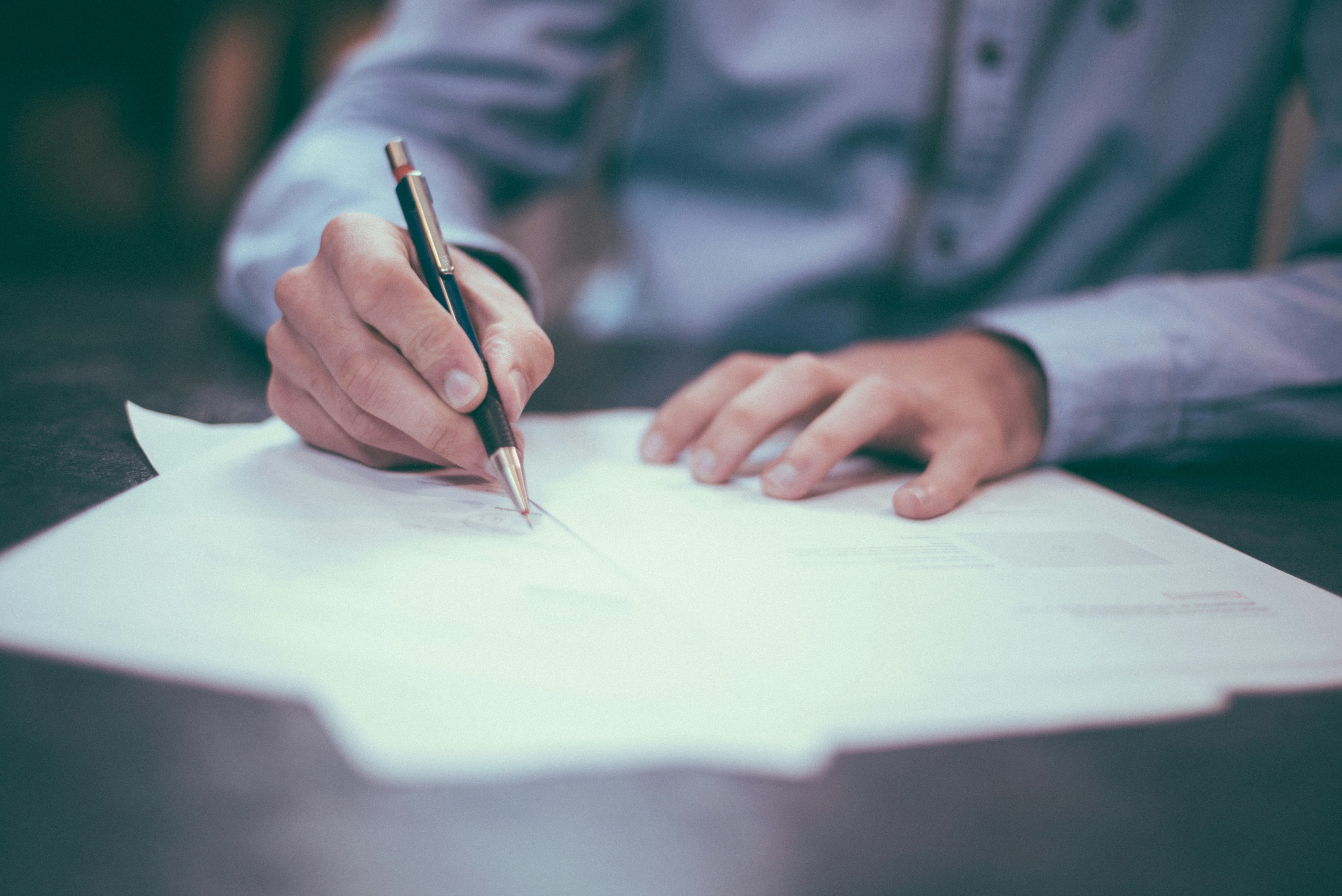 A person signing a financial document